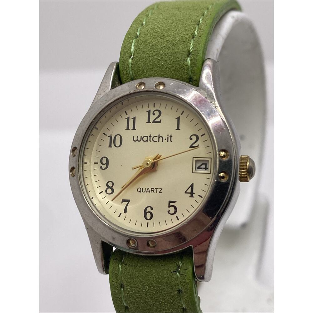 Vintage Watch It Womens Green Band Watch New Battery